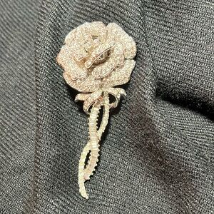 Nolan Miller Stunning Vintage Floral Brooch With Pave Crystals